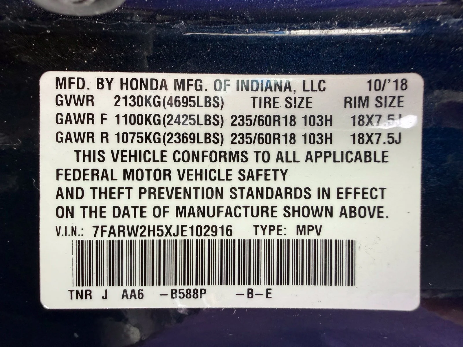 Used 2018 Blue Honda EX image 45