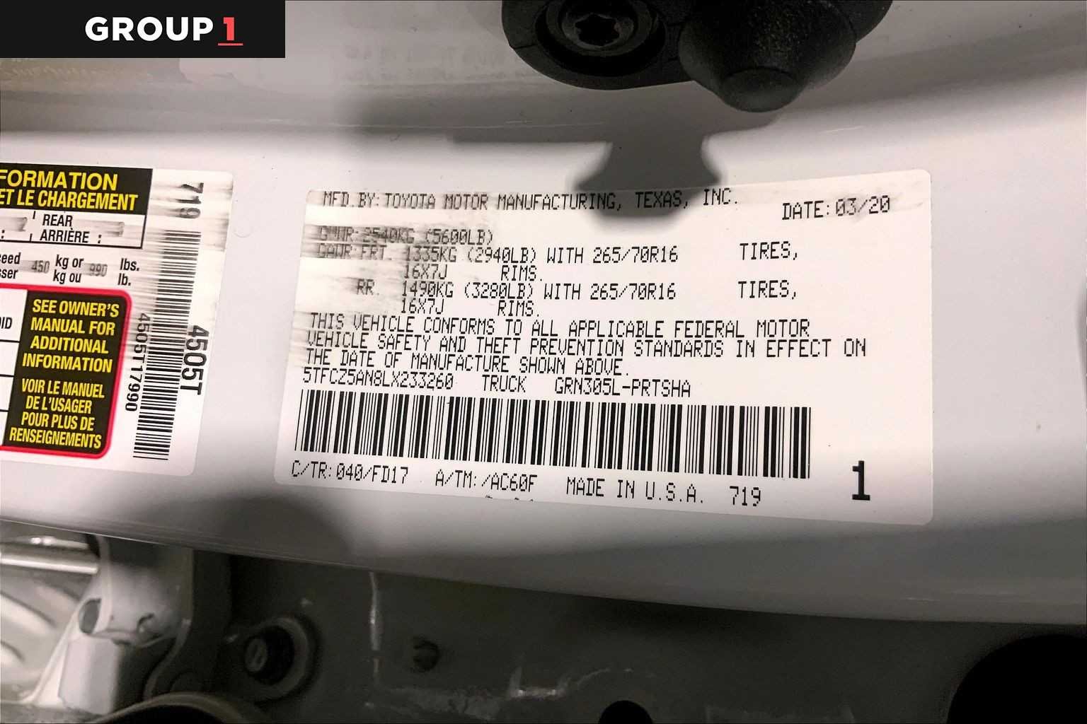 Certified Used 2020 Super White Toyota TRD Off Road image 73