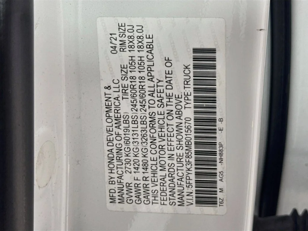 Certified Used 2021 White Honda Black Edition image 47