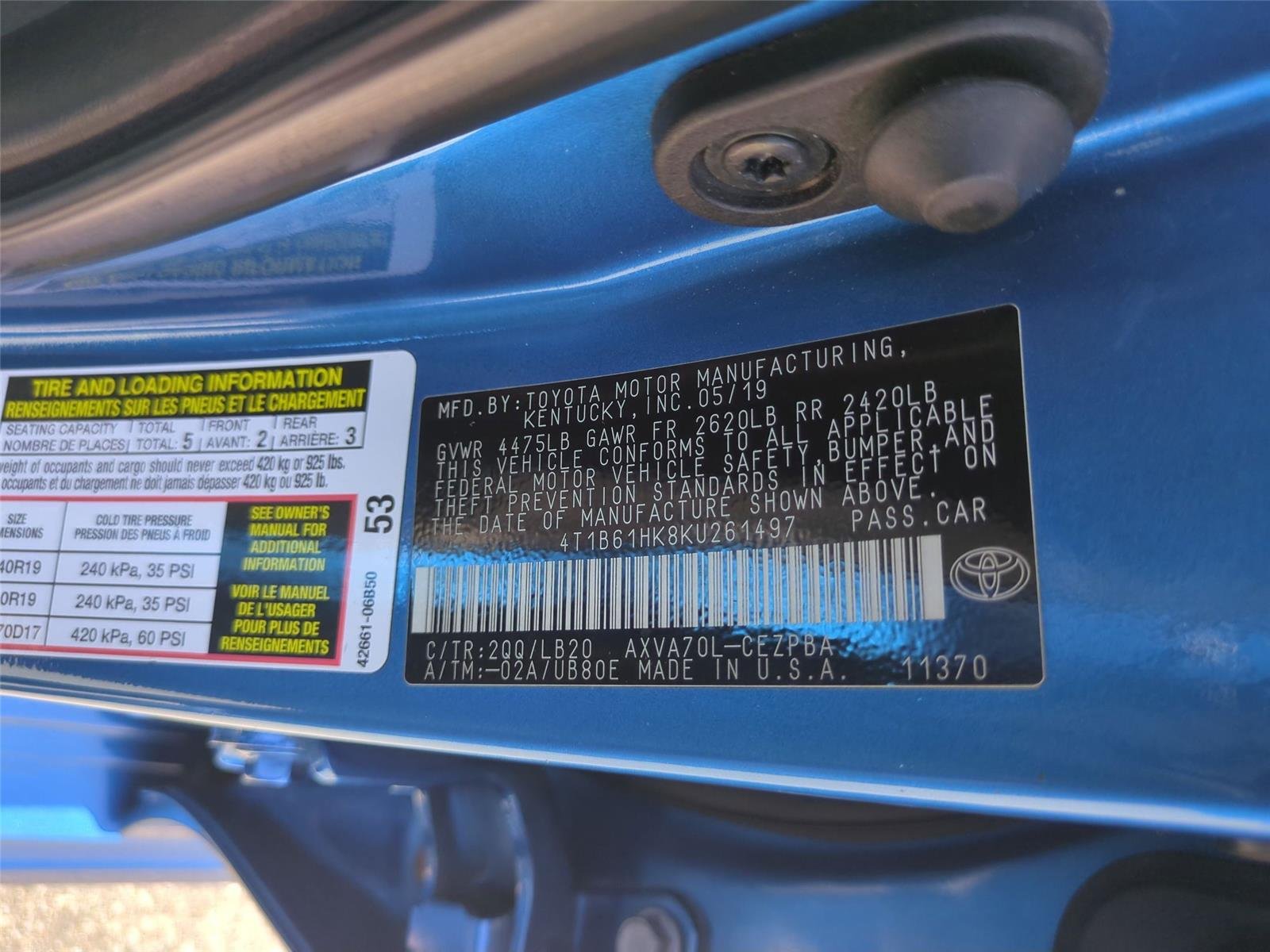Used 2019 Blue Streak/Midnight Black Metallic Toyota XSE image 42