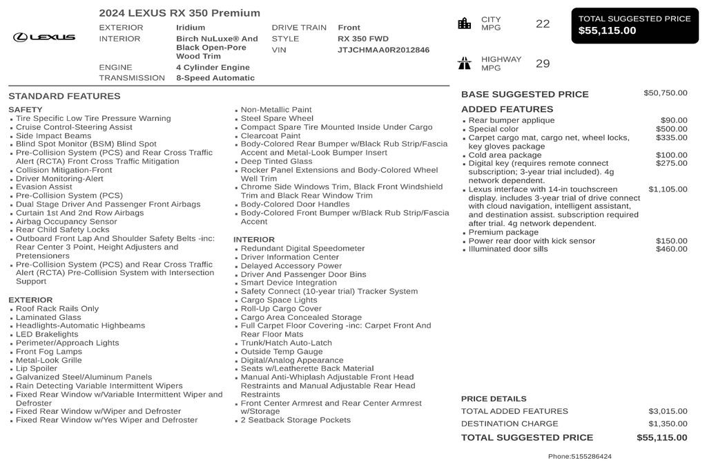 Used 2024 Silver Lexus 350 Premium image 3