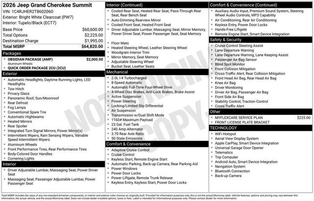 New 2026 Bright White Clear-Coat Exterior Paint Jeep Summit image 5
