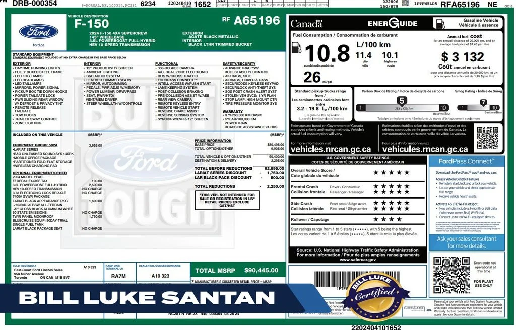 Certified Used 2024 Black Ford Lariat image 1