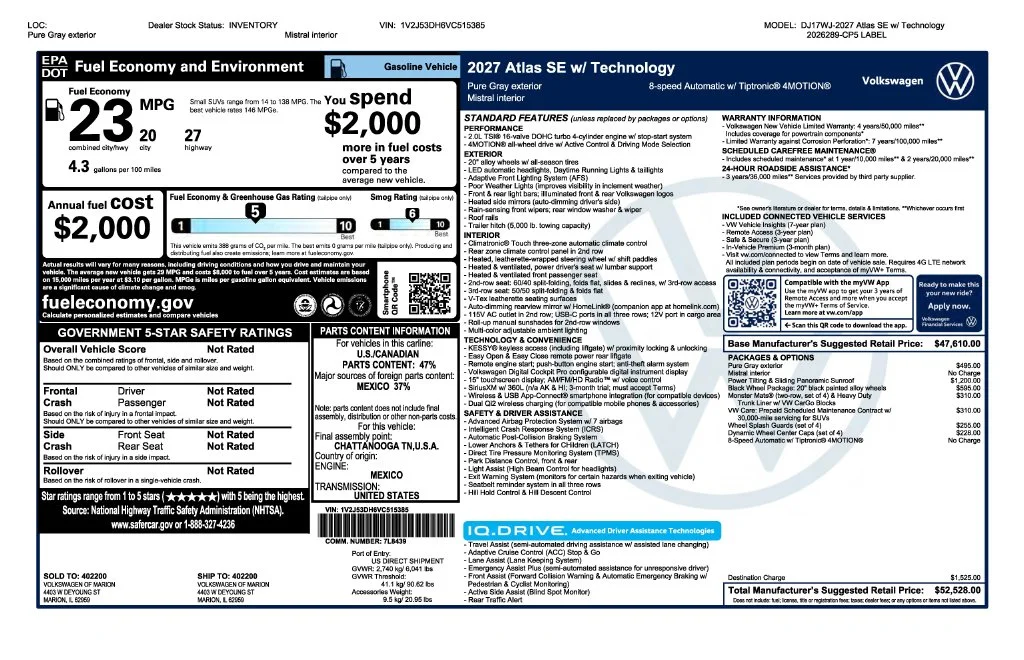 New 2027 Gray Volkswagen SE w/Technology image 2