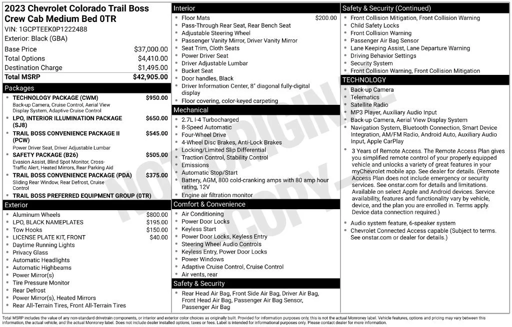 Used 2023 BLACK Chevrolet 4WD Trail Boss image 8