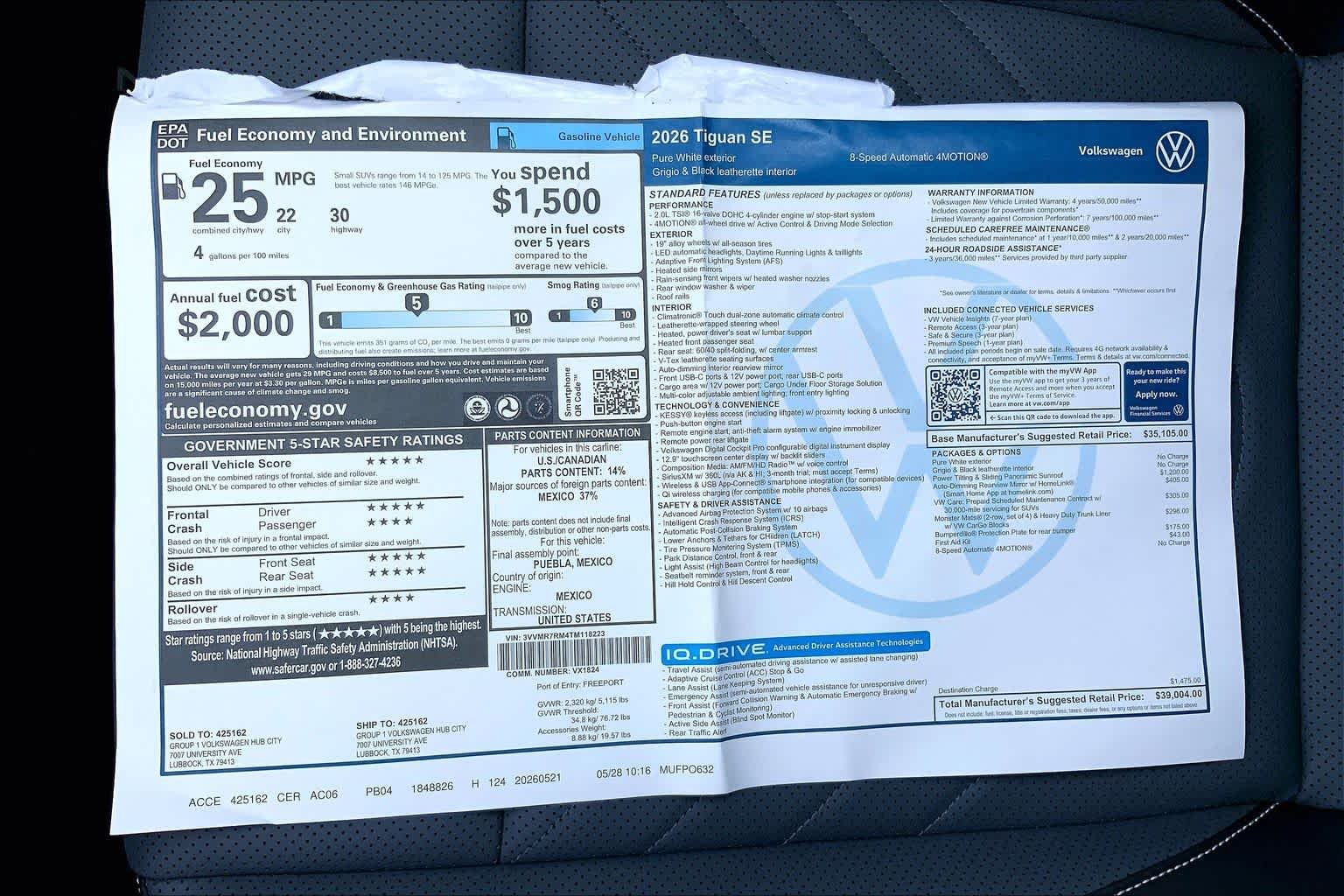 New 2026 Pure White Volkswagen SE image 22