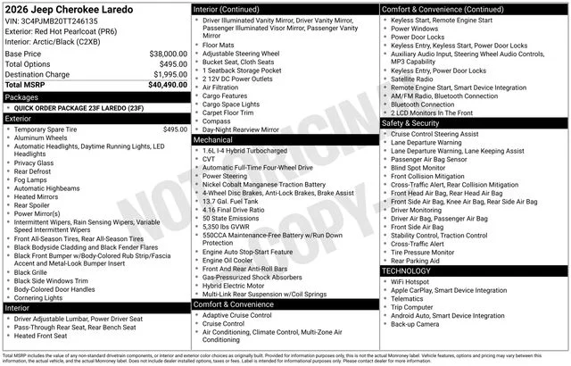New 2026 Red Hot Pearlcoat Jeep Laredo image 13