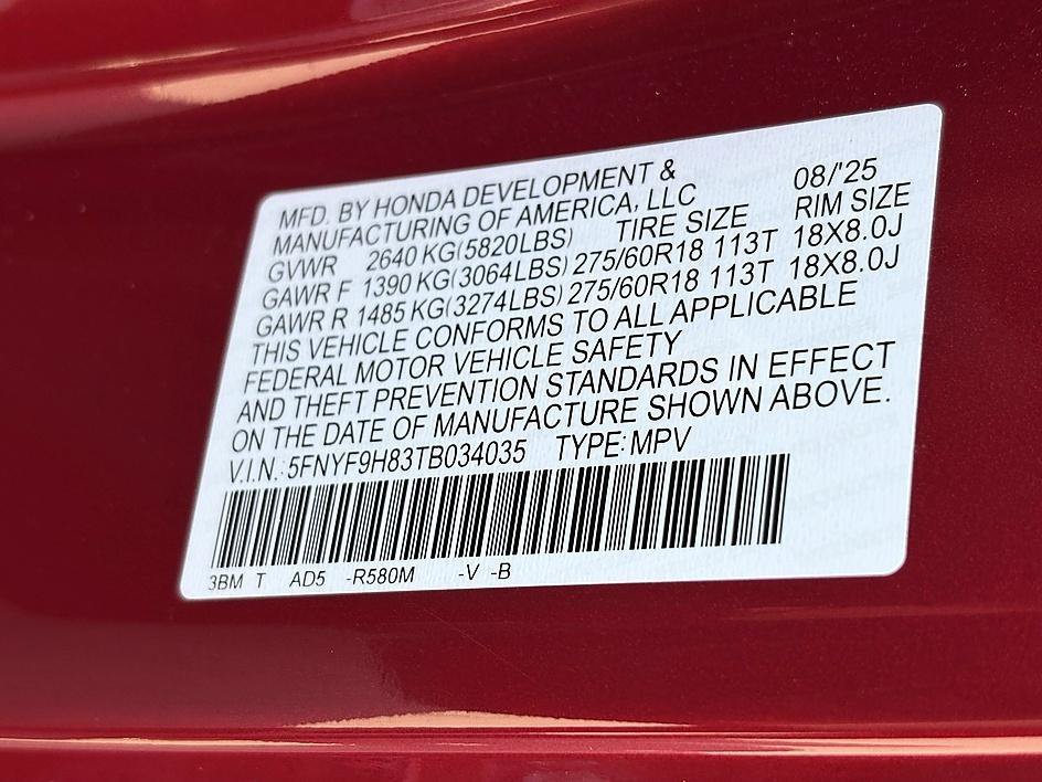 Used 2026 Radiant Red Metallic II Honda TrailSport Elite Blackout image 25
