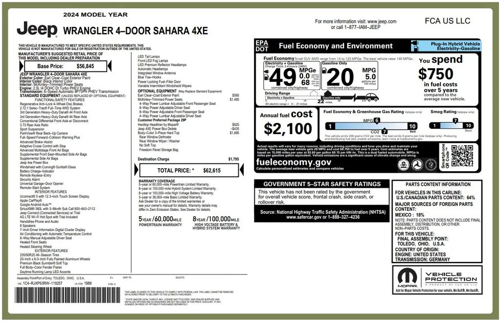 Used 2024 Earl Clearcoat Jeep Sahara 4xe image 3