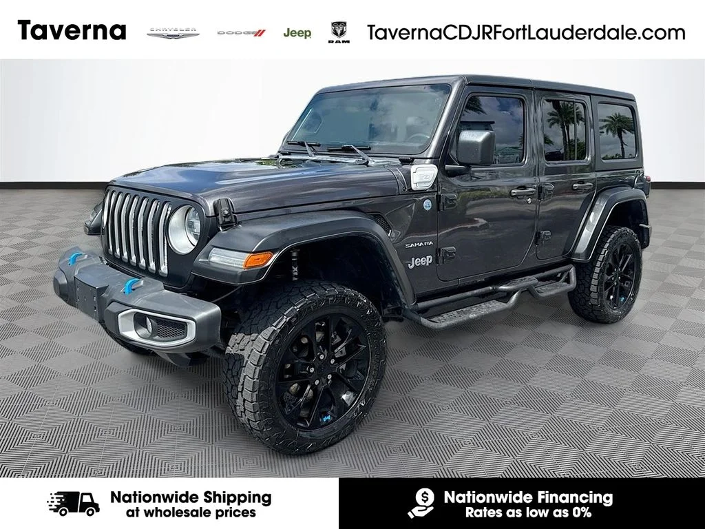Used 2022 Gray Jeep Unlimited Sahara 4xe image 1