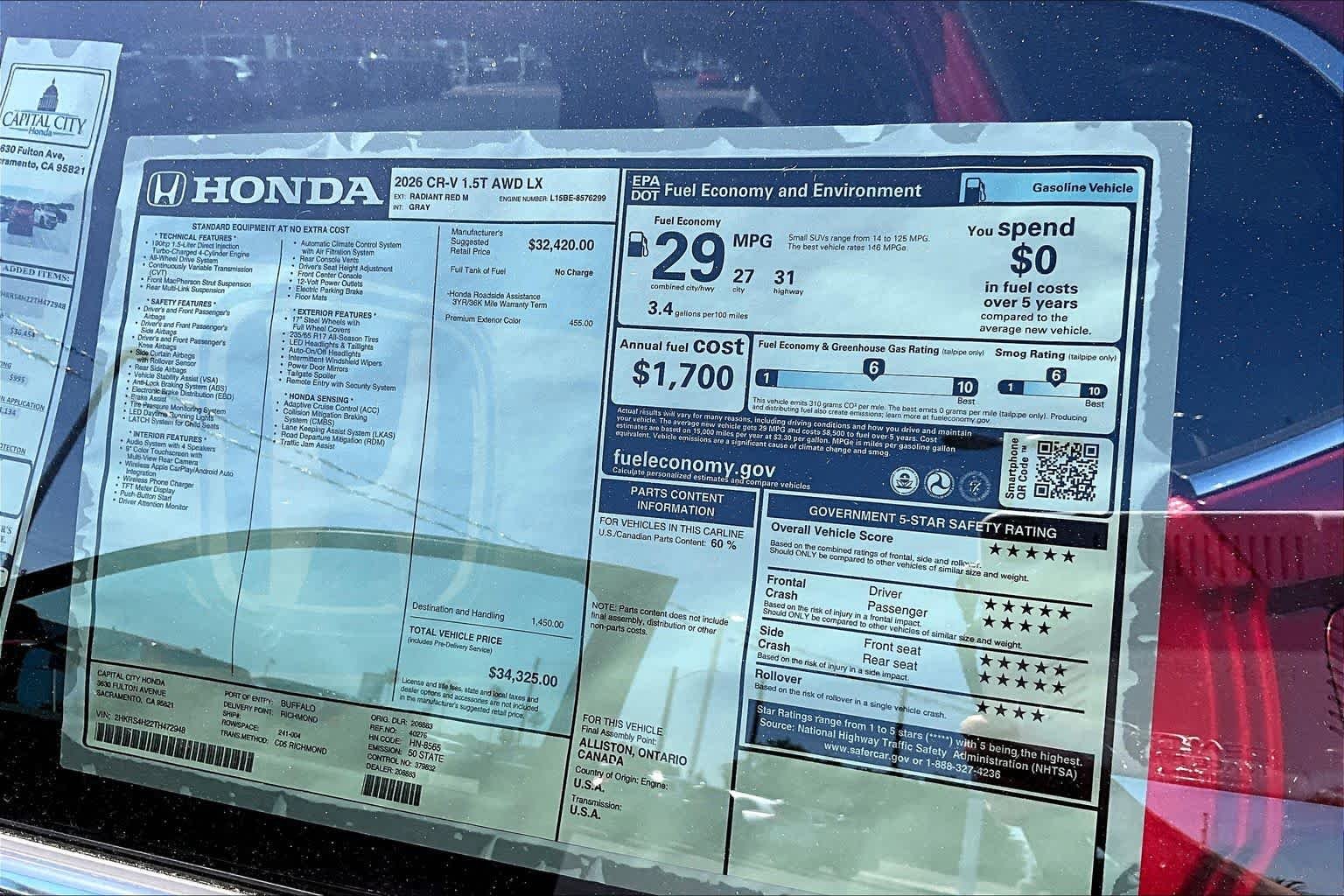 New 2026 Radiant Red Metallic Honda LX image 22
