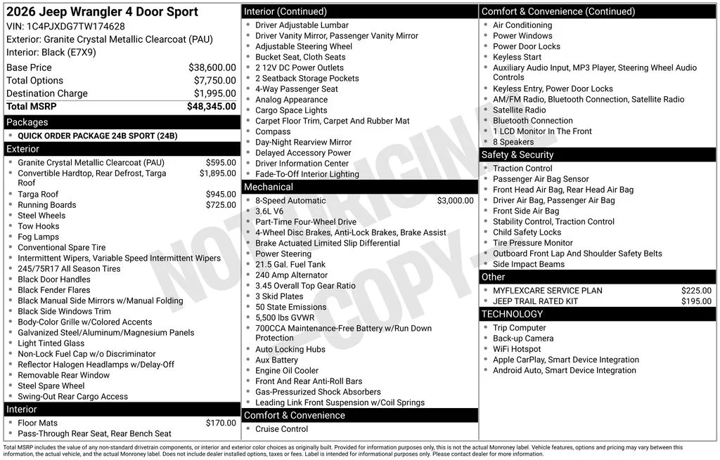 New 2026 Granite Crystal Metallic Clear-Coat Exterior Paint Jeep Sport image 6