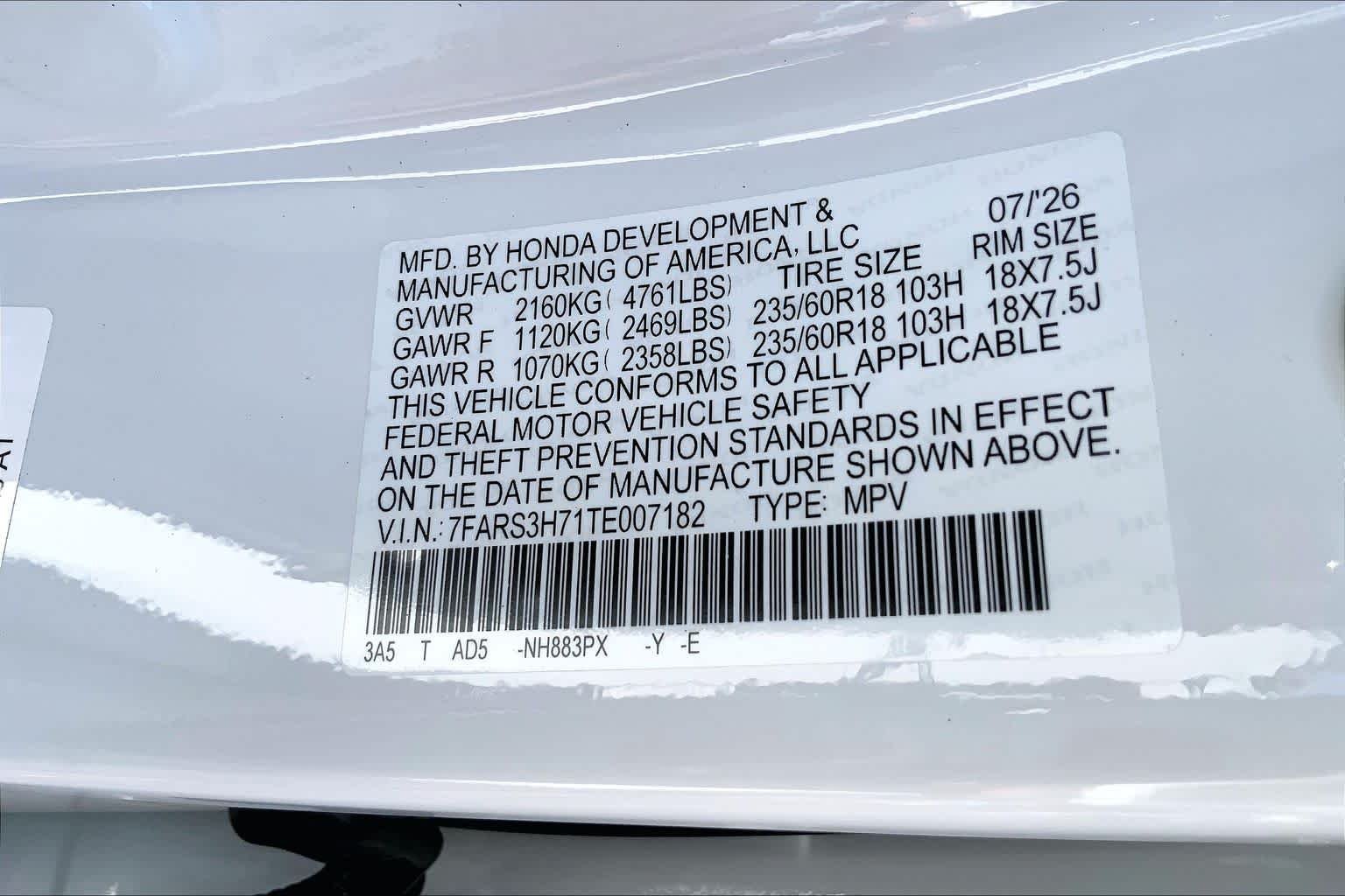 New 2026 Platinum White Pearl Honda EX-L image 21