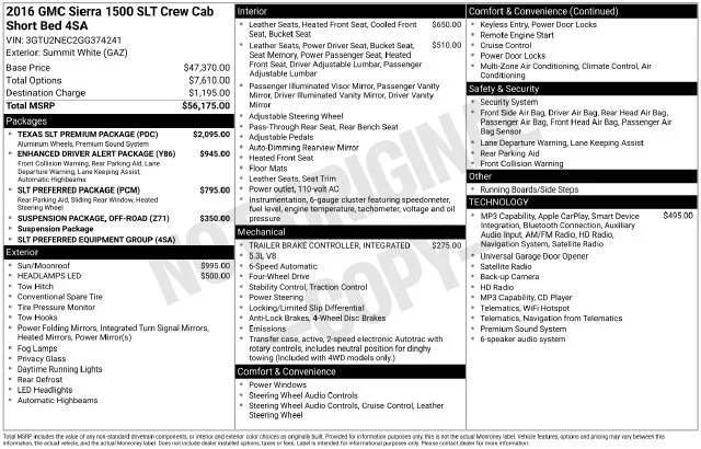 Used 2016 White GMC SLT image 7