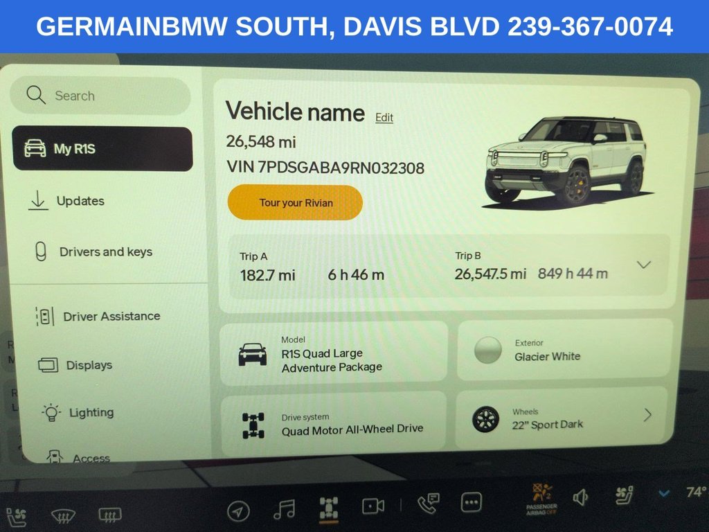 Used 2024 Glacier White Rivian Adventure Quad Motor Large Pack image 30