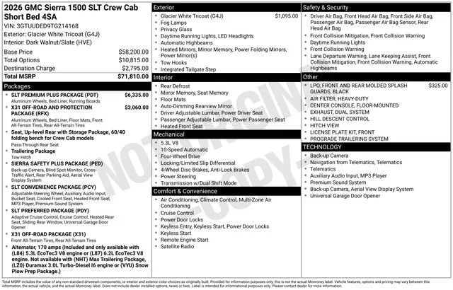 New 2026 Glacier White Tricoat GMC SLT image 5