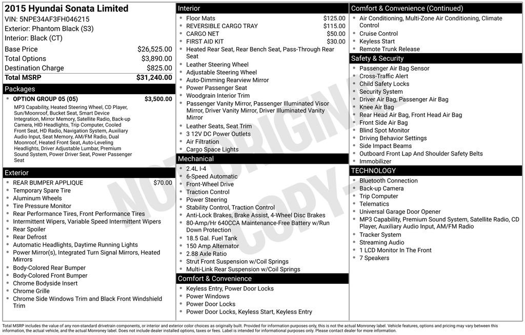 Used 2015 Black Hyundai Limited image 2