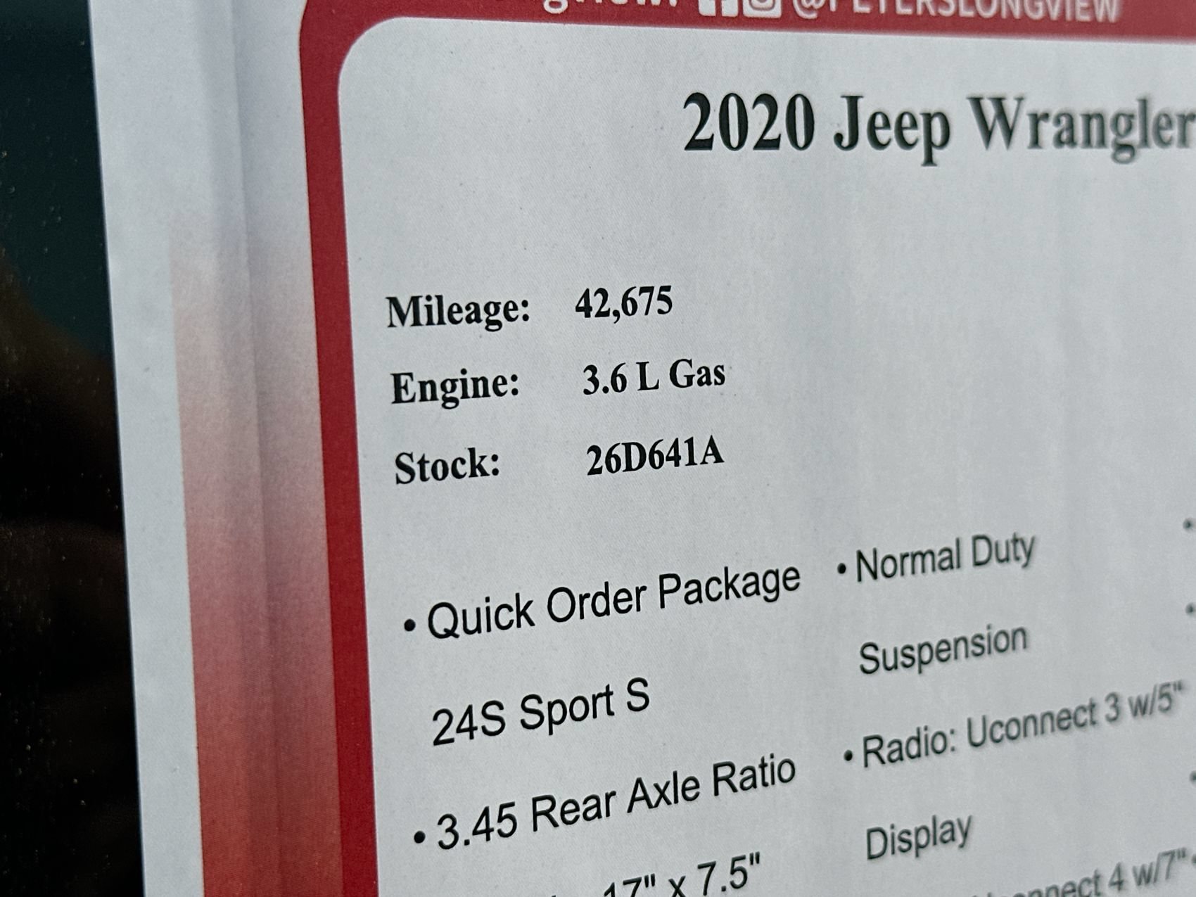 Used 2020 Bright White Clearcoat Jeep Sport S image 23
