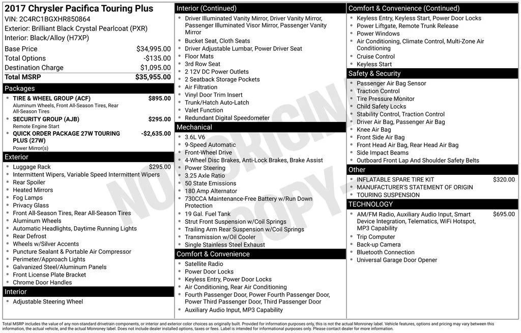 Used 2017 Black Chrysler Touring L image 3