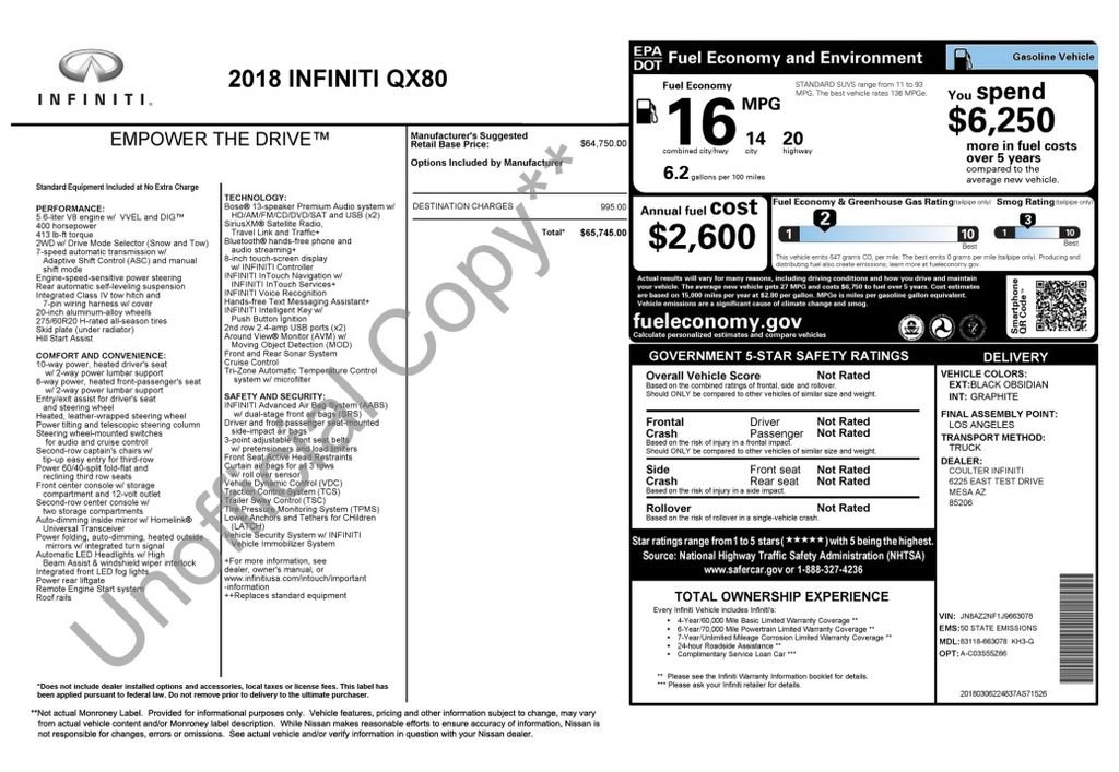 Used 2018 Black Obsidian INFINITI  image 3
