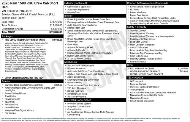 New 2026 Diamond Black Crystal Pearl-Coat Exterior Paint RAM RHO image 32