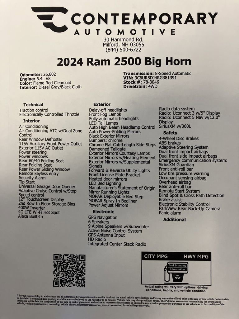 Used 2024 Flame Red Clearcoat Ram Big Horn image 29