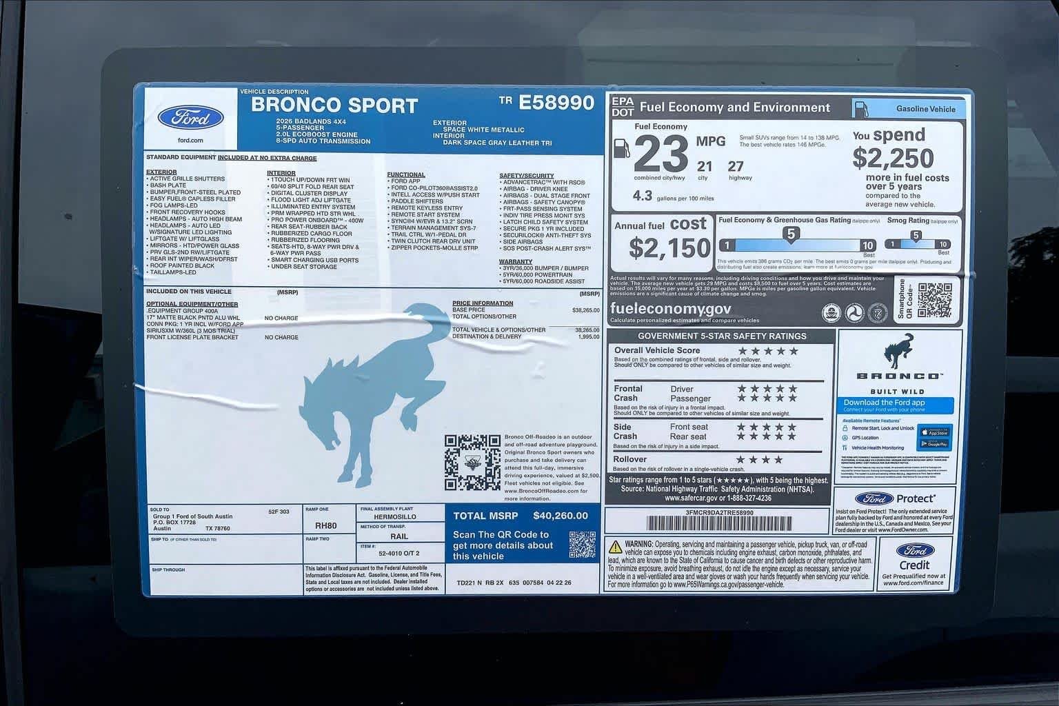 New 2026 Space White Metallic Ford Badlands® image 21