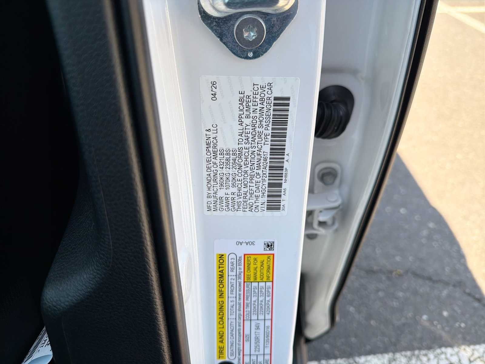 New 2026 Platinum White Pearl Honda LX image 33