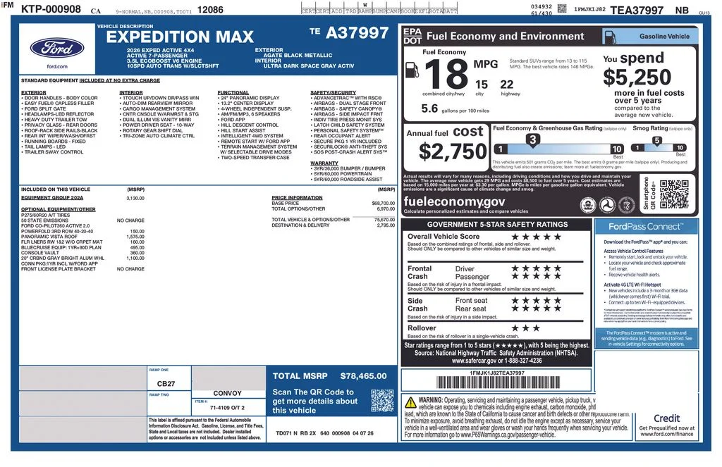 New 2026 Agate Black Metallic Ford Active image 2