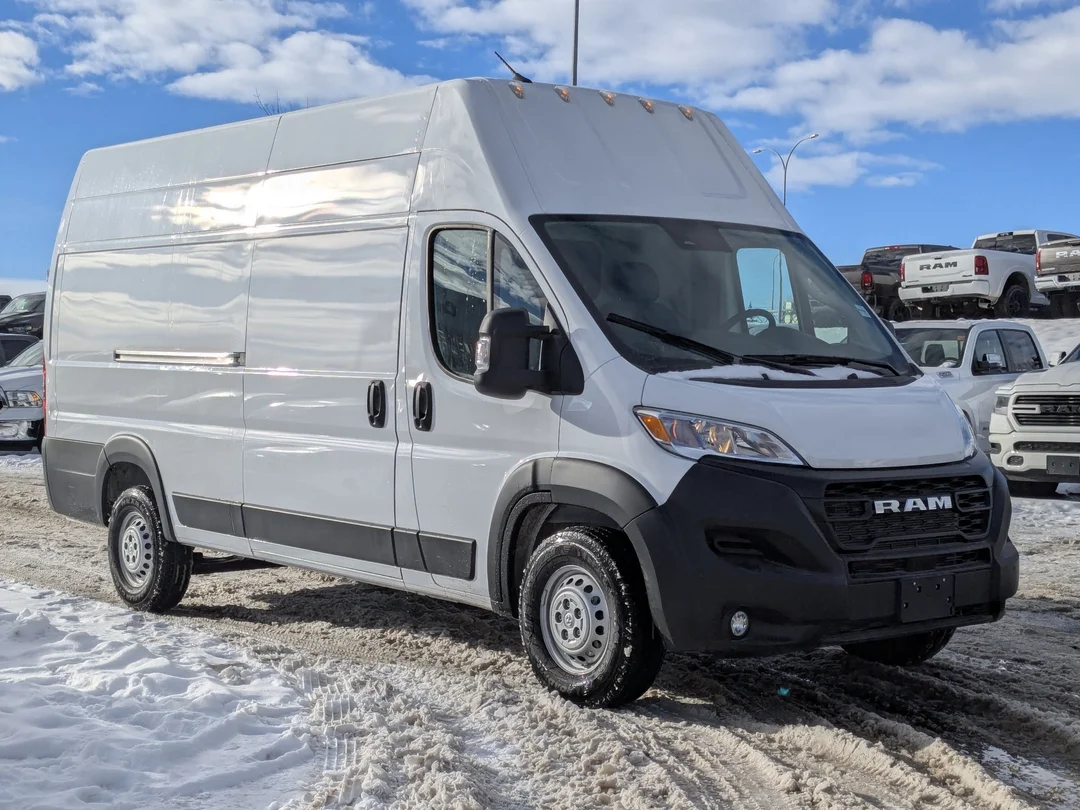 New 2026 White RAM Tradesman - - FWD - Super High Roof - Cargo Partition - Adaptive Cruise - Remote Start & More! image 2
