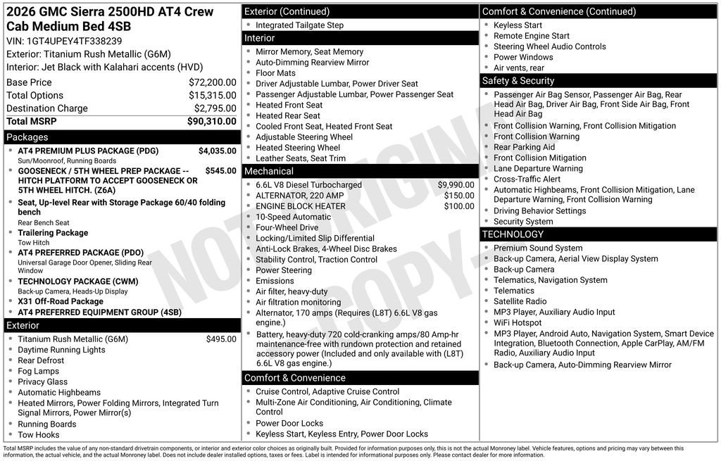 New 2026 Titanium Rush Metallic GMC AT4 image 1