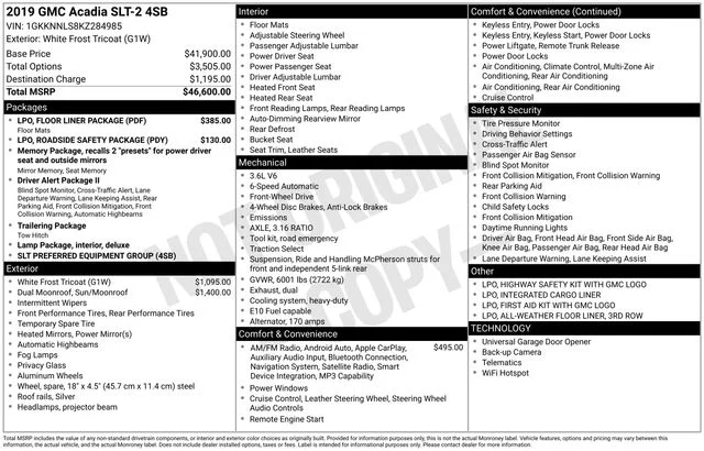 Used 2019 White GMC SLT-2 image 8