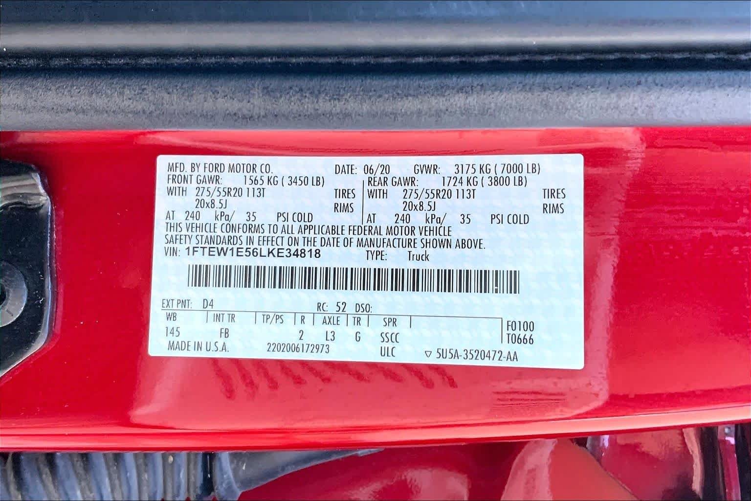 Used 2020 Rapid Red Metallic Tinted Clearcoat Ford XLT image 37