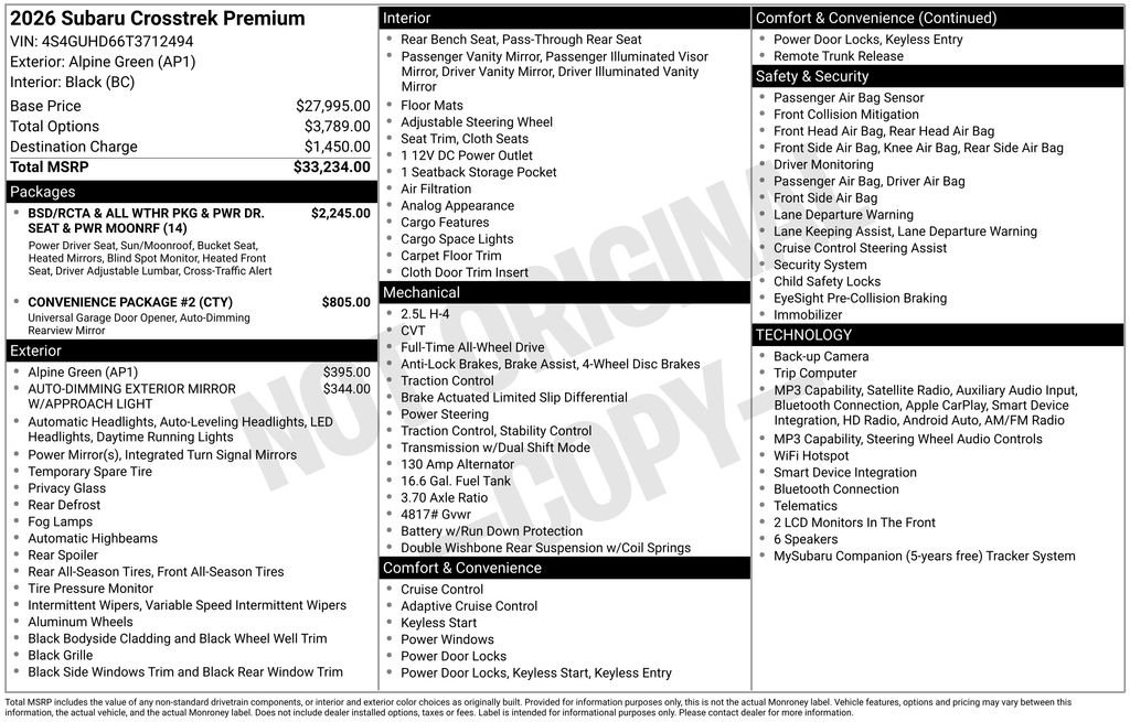 Certified Used 2026 Green Subaru Premium image 10