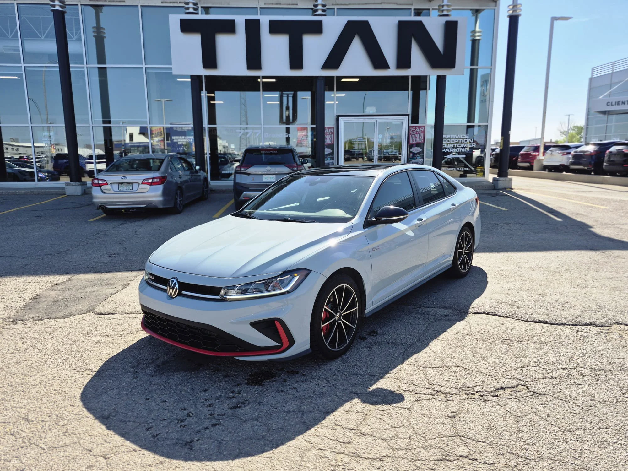 Certified Used 2025 Alpine Gray w/Black Roof Volkswagen Autobahn DSG*Adaptive Cruise | Remote Start | Nav | Cooled Leather | Sunroof | Htd Wheel image 2