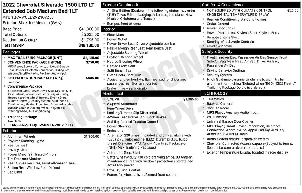 Used 2022 SILVER ICE METALLIC Chevrolet LT image 10