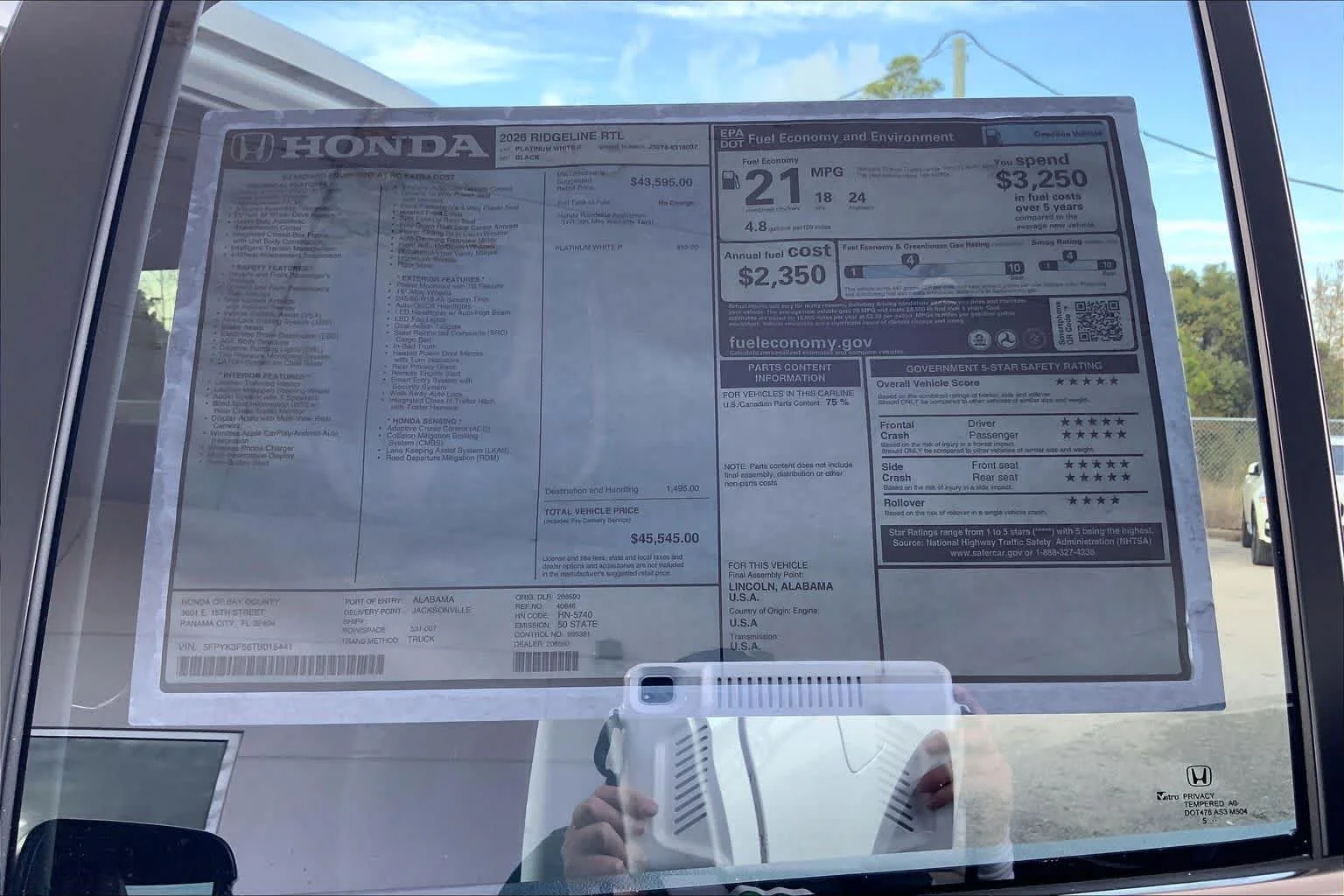 New 2026 Platinum White Pearl Honda RTL image 19