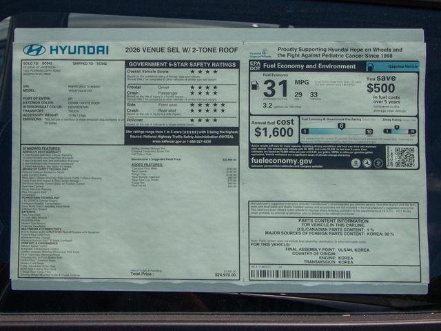 New 2026 White Hyundai SEL w/Two-Tone Roof image 27