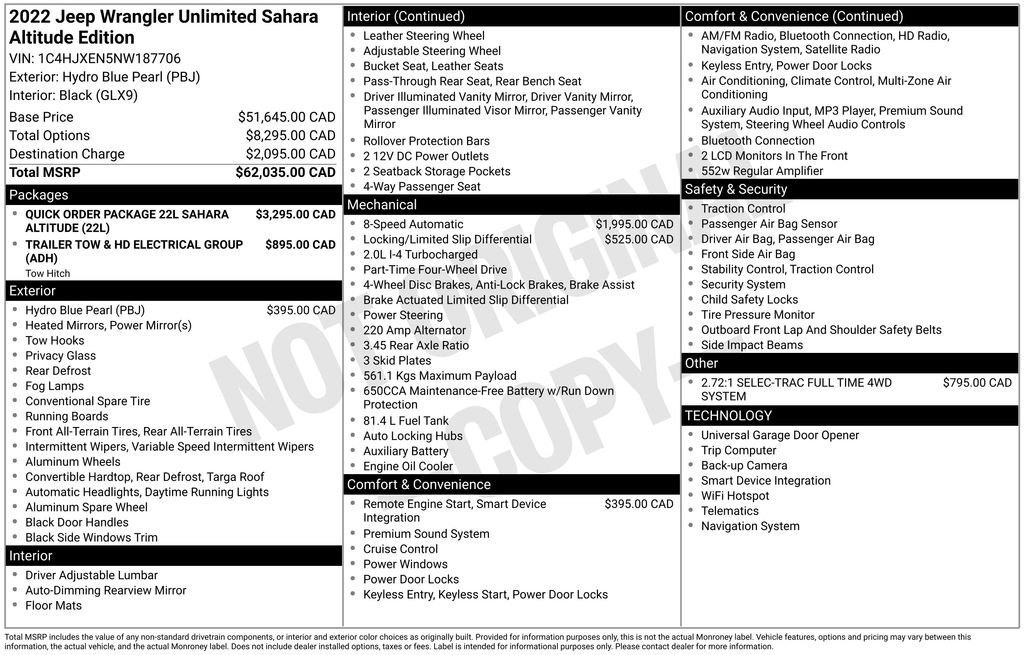 Used 2022 Blue Jeep Unlimited Sahara Altitude image 53