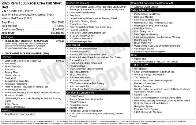 Used 2025 Billet Silver Metallic Clearcoat Ram Rebel image 33