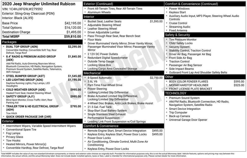 Used 2020 Jeep Wrangler Unlimited Rubicon with VIN 1C4HJXFG9LW279592 for sale in Elk River, Minnesota