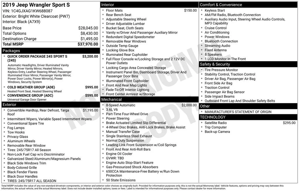 Certified Used 2019 White Jeep Sport S image 5