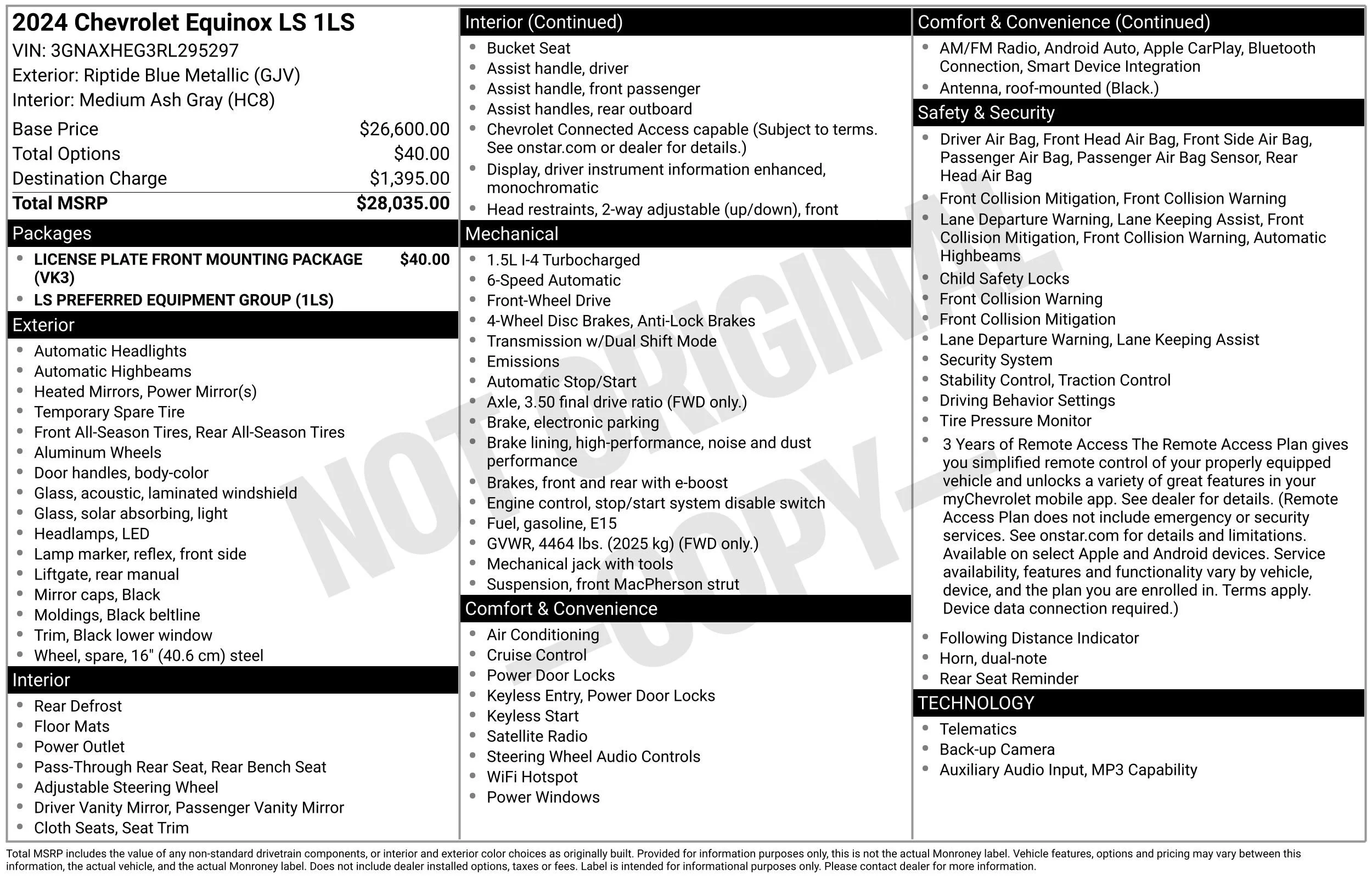 Used 2024 Riptide Blue Metallic Chevrolet LS image 38