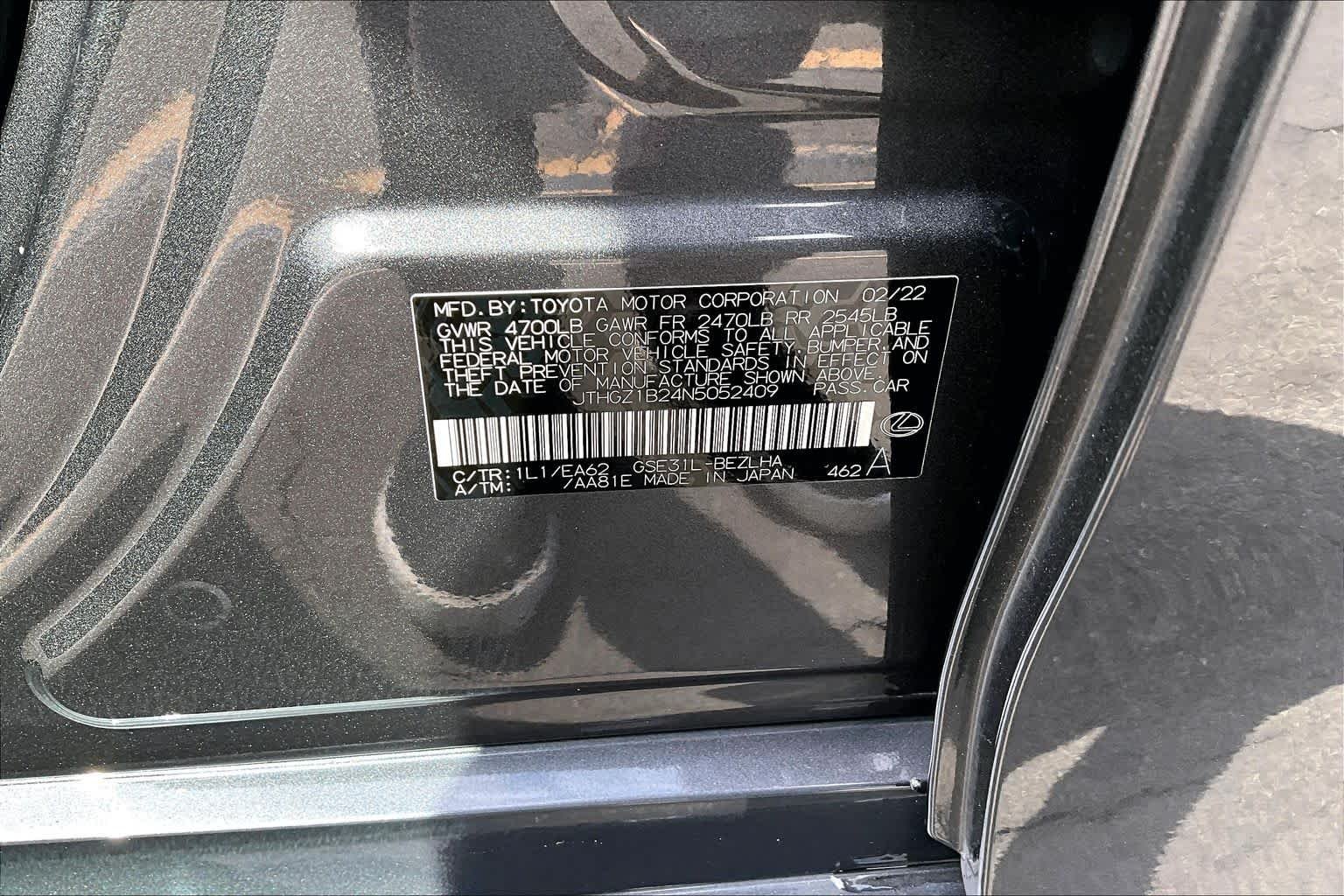 Certified Used 2022 CLOUDBURST GRAY Lexus F SPORT image 37