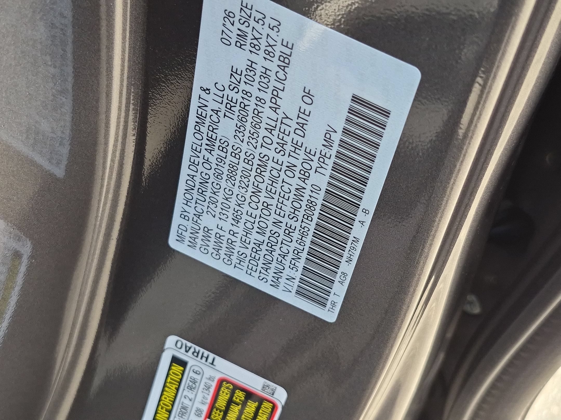 New 2026 Modern Steel Metallic Honda EX-L image 16