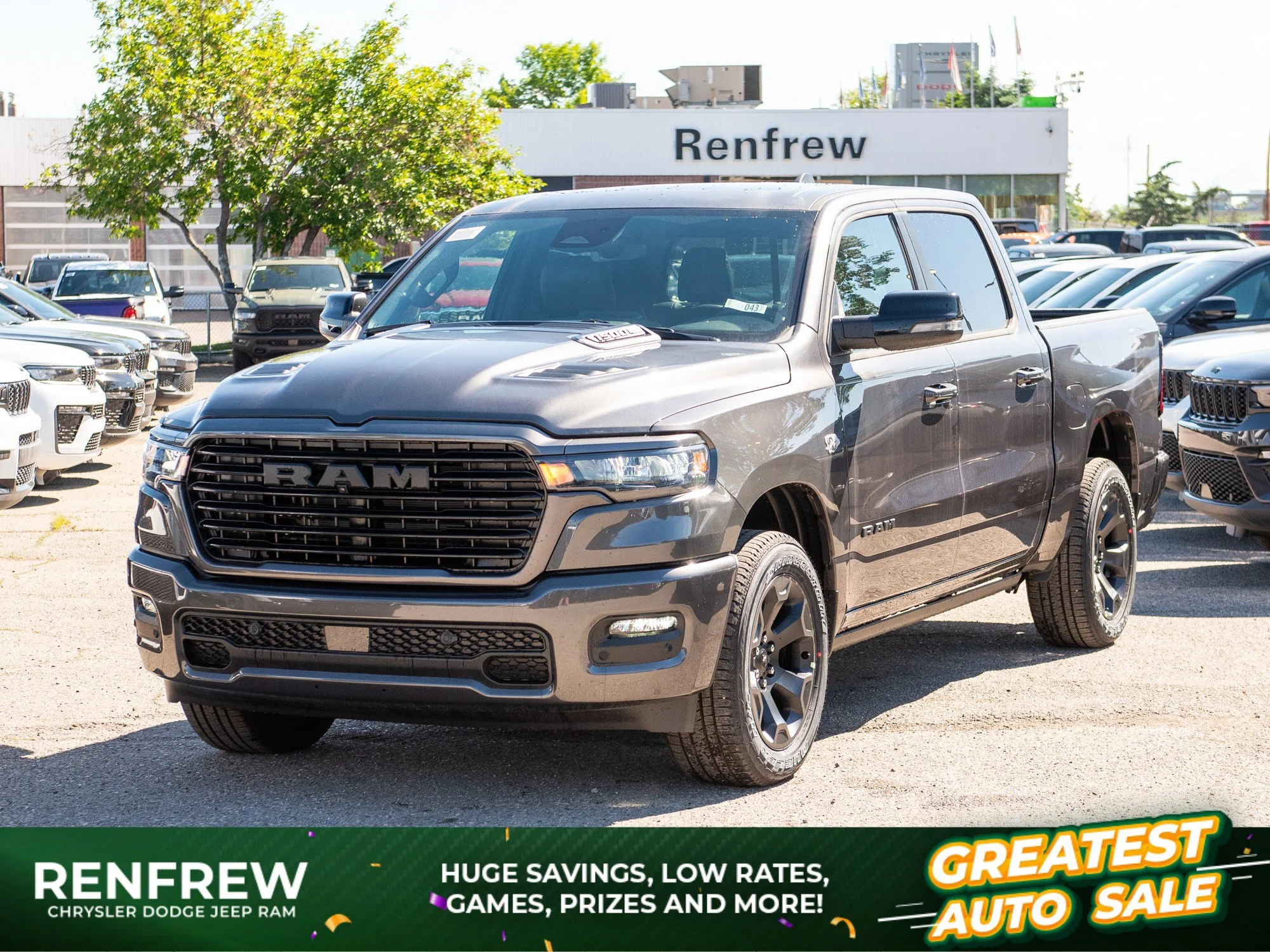New 2026 Grey RAM Sport* Crew Cab 4x4, HEMI V8,  Passenger Screen, Harman/Kardon image 1
