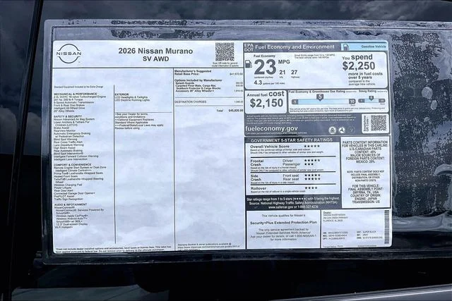 New 2026 Nissan Murano SV 4D Sport Utility