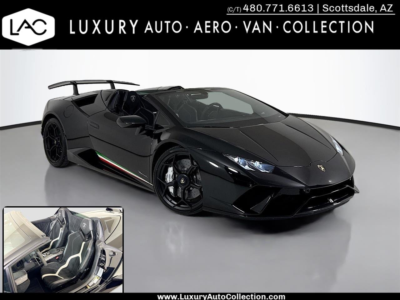 Used 2018 Nero Noctis Lamborghini Performante Spyder | Carbon Buckets | Branding Pkg image 1
