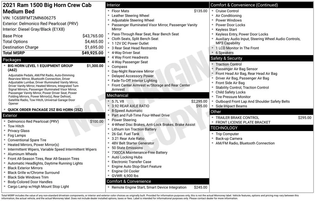 Certified Used 2021 Red Ram Big Horn/Lone Star image 36