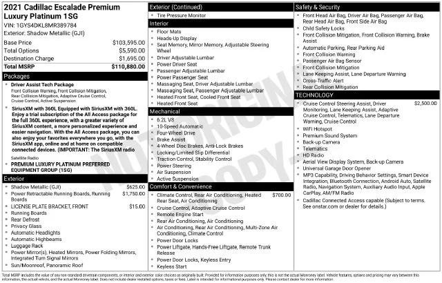 Used 2021 Shadow Metallic Cadillac Premium Luxury Platinum image 11